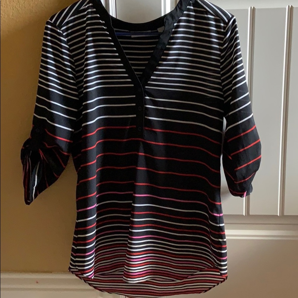 black/white/red/pink stripe New York & Company top